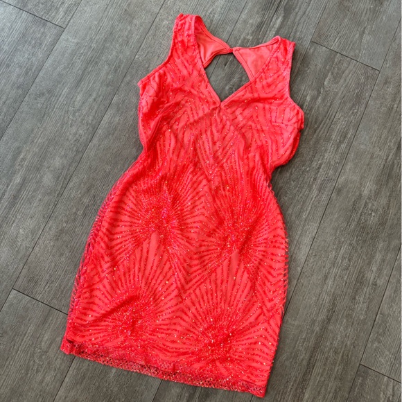 🌸BOUTIQUE shiny coral mini dress ✨ - Picture 5 of 10